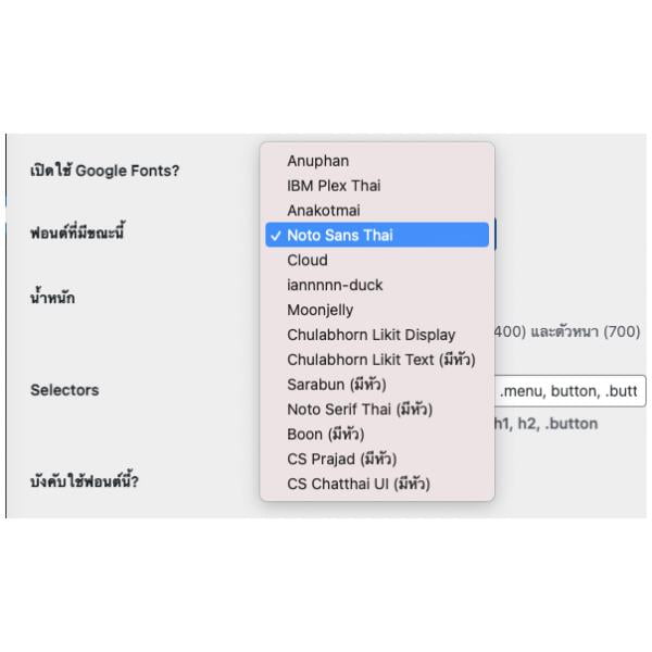 การตั้งค่ารูปแบบ Font บนเว็บ WordPress